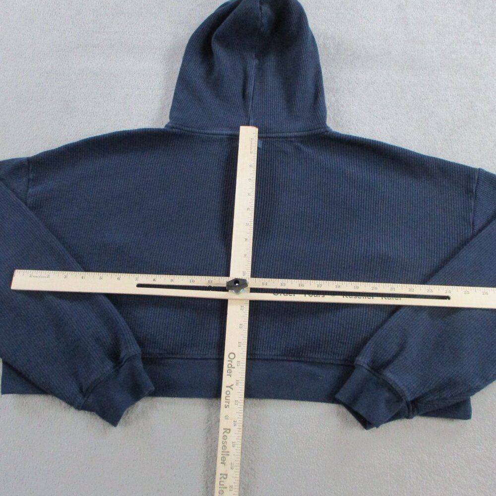 SKIMS Heavyweight Waffle Cropped Hoodie Womens XL Navy Blue Full Zip Knit EUC - Picture 7 of 10